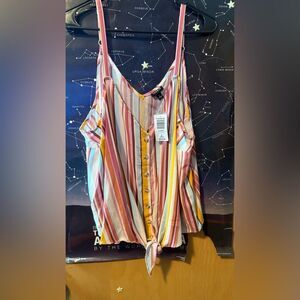 Torrid Striped Tank Top 2X 18/20 NWT Multicolor Spaghetti Strap Tie Hem Plus Siz